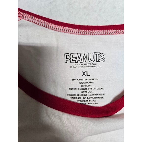 Peanuts "Don't Stop Believin'" Raglan Tee Shirt Junior Size XL Snoopy & Woodstoc - Picture 5 of 7